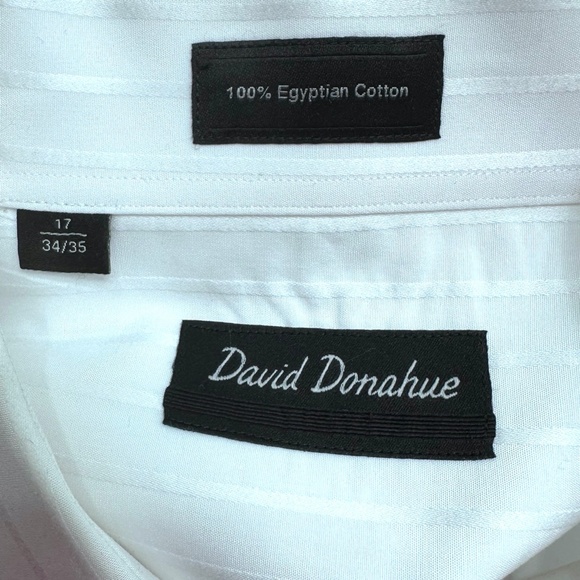DAVID DONAHUE WHITE TONAL STRIPE TUXEDO SHIRT - Picture 7 of 9